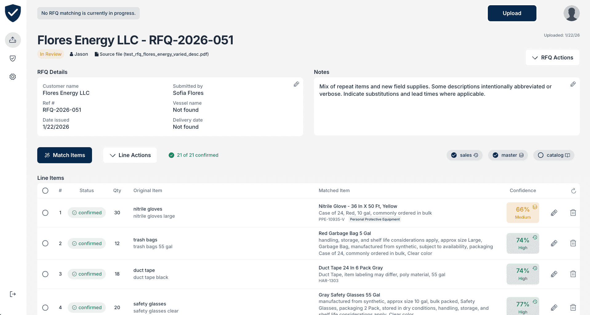 RFQ Match Pro screenshot 1